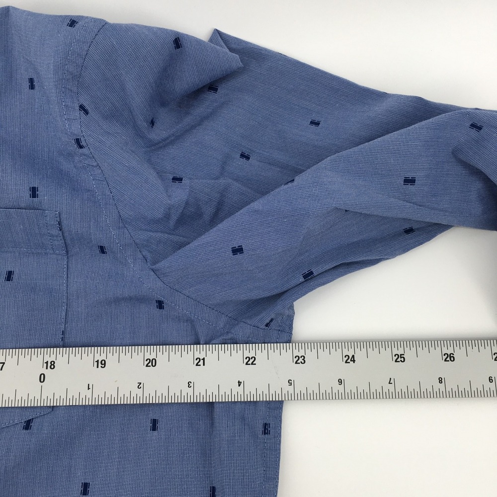 Chaps Button Down Shirt Mens M Blue Stretch Easy Care Geometric Long Sleeve - Picture 7 of 11